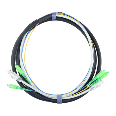 Conjunto de cabo de fibra óptica híbrido pré-fabricado de ponta dupla para uso interno com conector SC